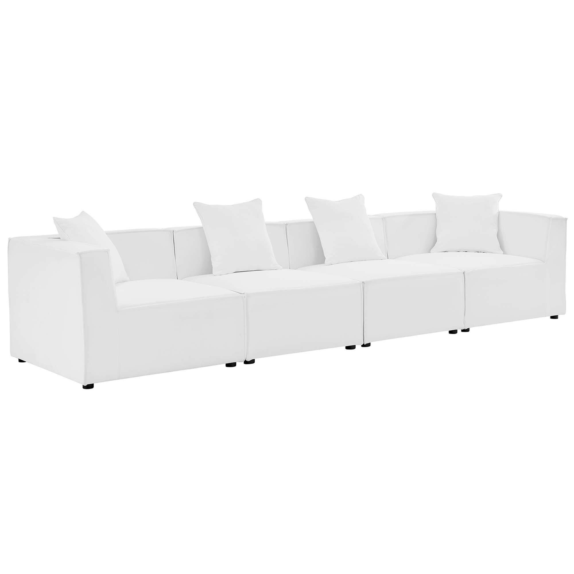 Angle. Modway - Saybrook 4-Piece Outdoor Patio Upholstered Sectional Sofa by Modway - White.