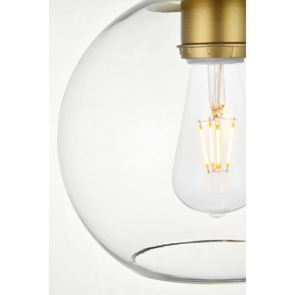 Alt View 3. Living District - Baxter 1 Light Brass Flush Mount With Clear Glass - Brass And Clear.