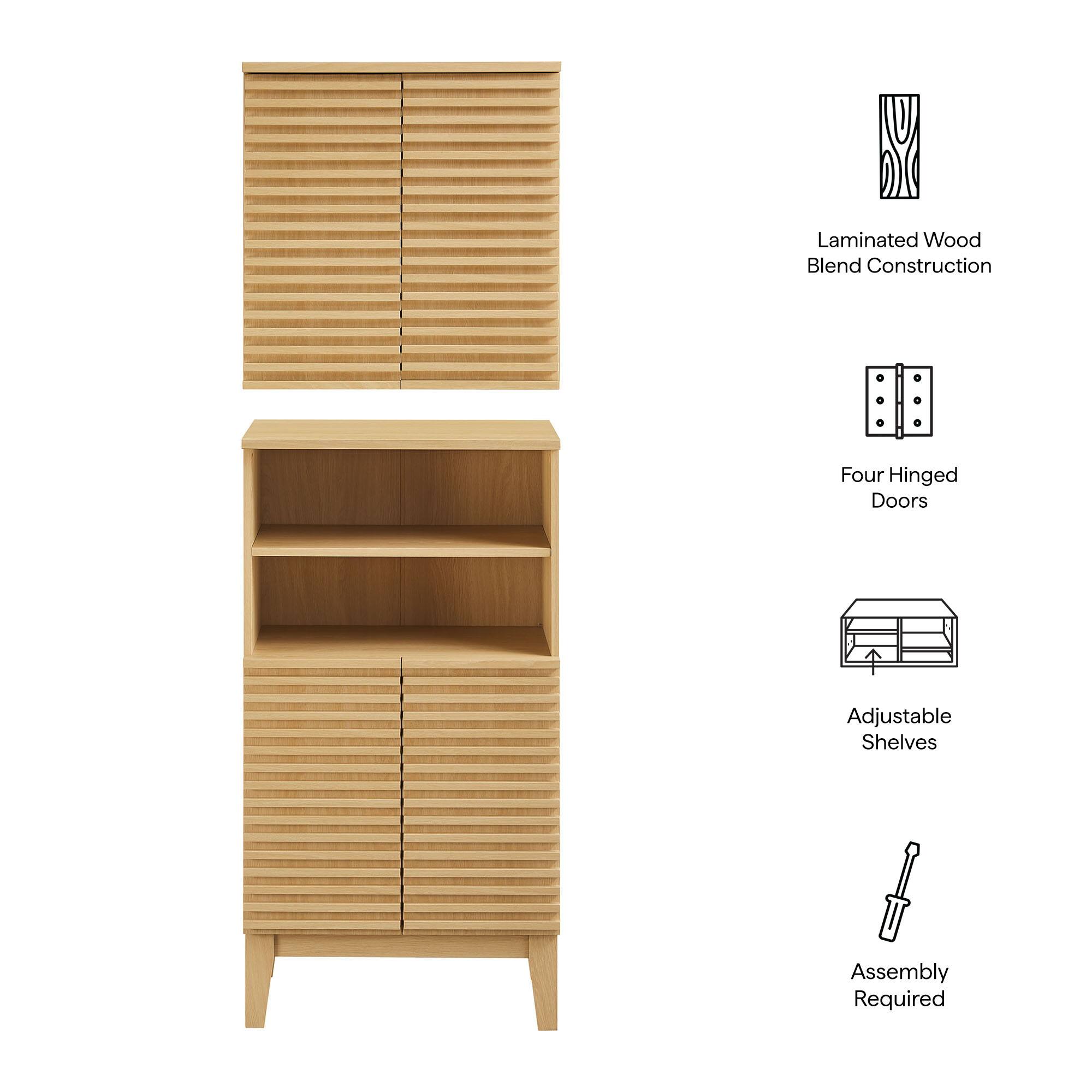Laminated Wood Blend Construction  
Four Hinged Doors  
Adjustable Shelves  
Assembly Required