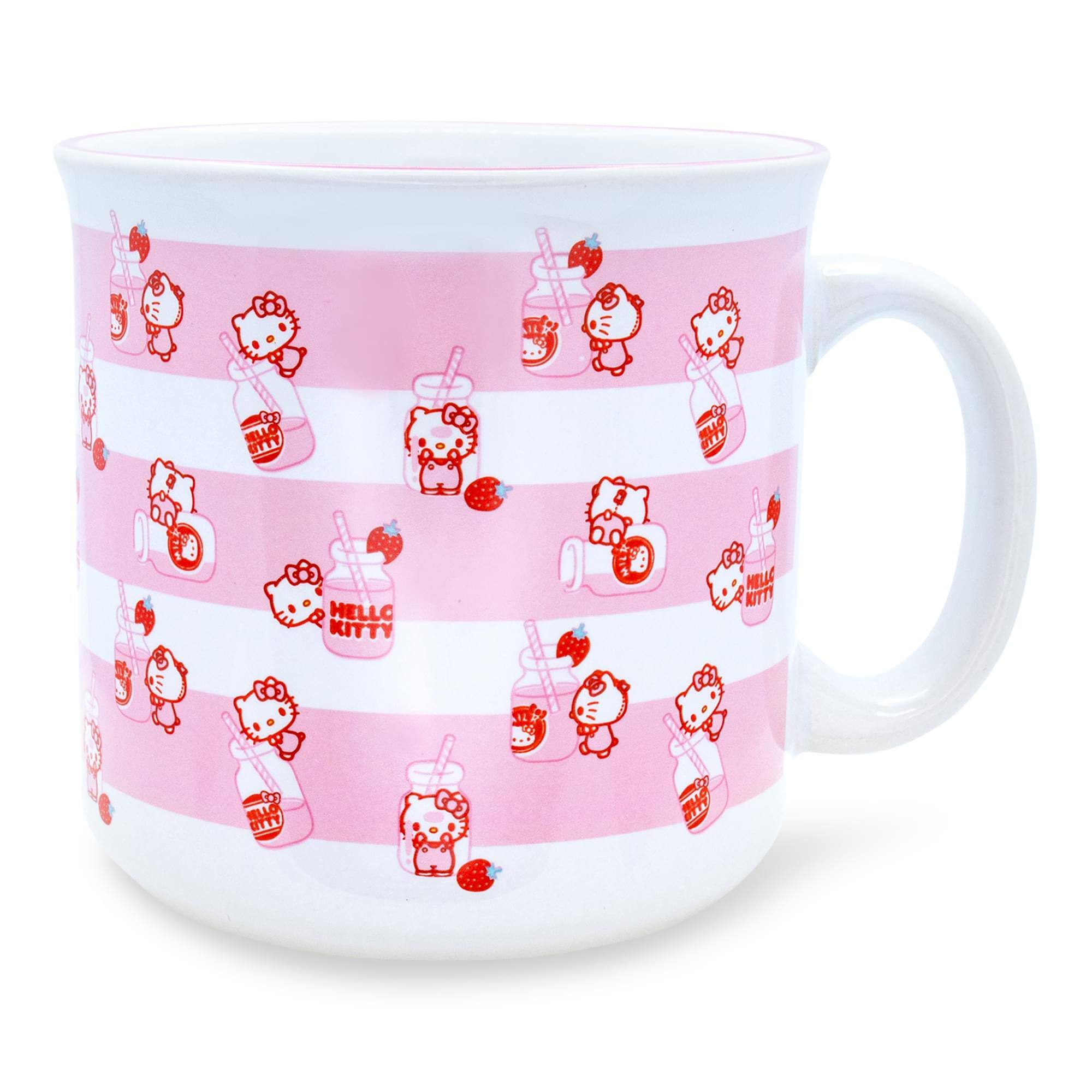 Silver Buffalo - Sanrio Hello Kitty Strawberry Milk Ceramic Camper Mug | Holds 20 Ounces - Pink