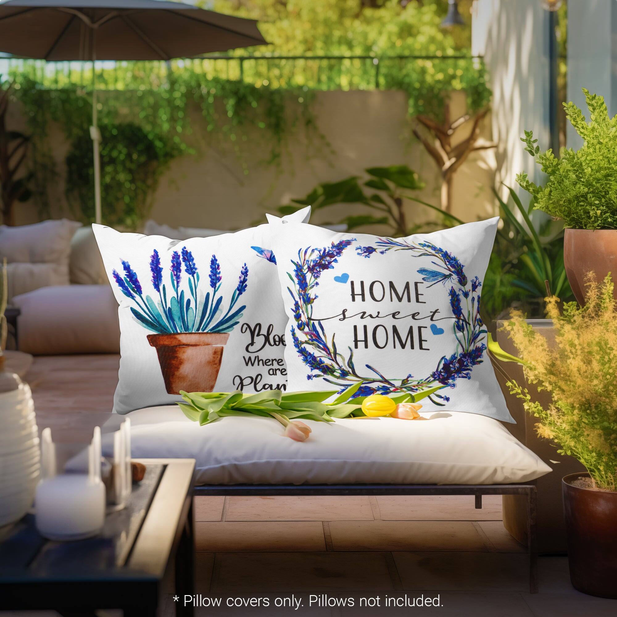 HOME sweet HOME  
Blo  
Where are Plan  

* Pillow covers only. Pillows not included.