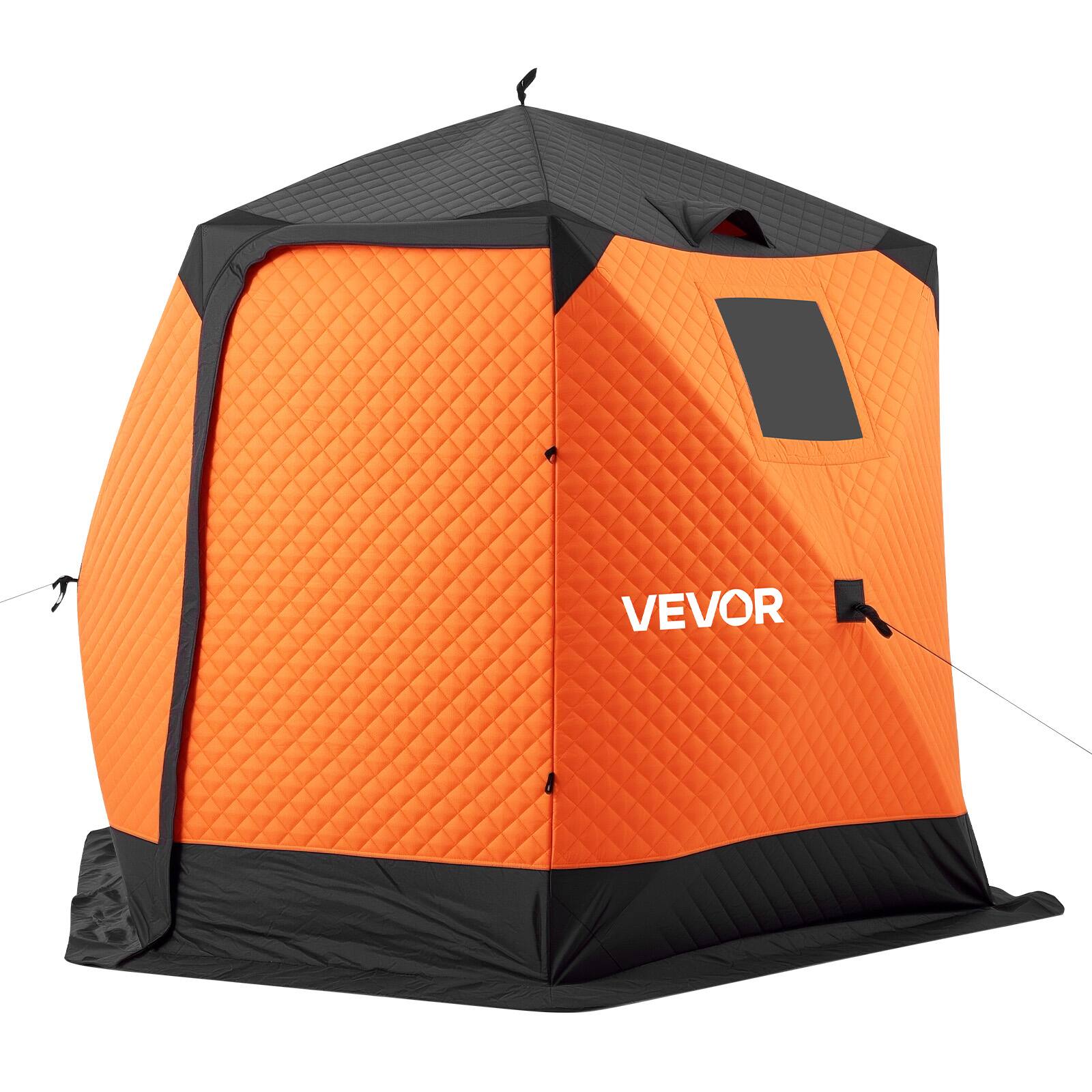 Alt View 5. VEVOR - Pop Up Ice Fishing Tent 4-6 Person 96 x 96 x 85 in Insulated Shelter, for Winter Fishing, 40 sq ft Area - Orange.