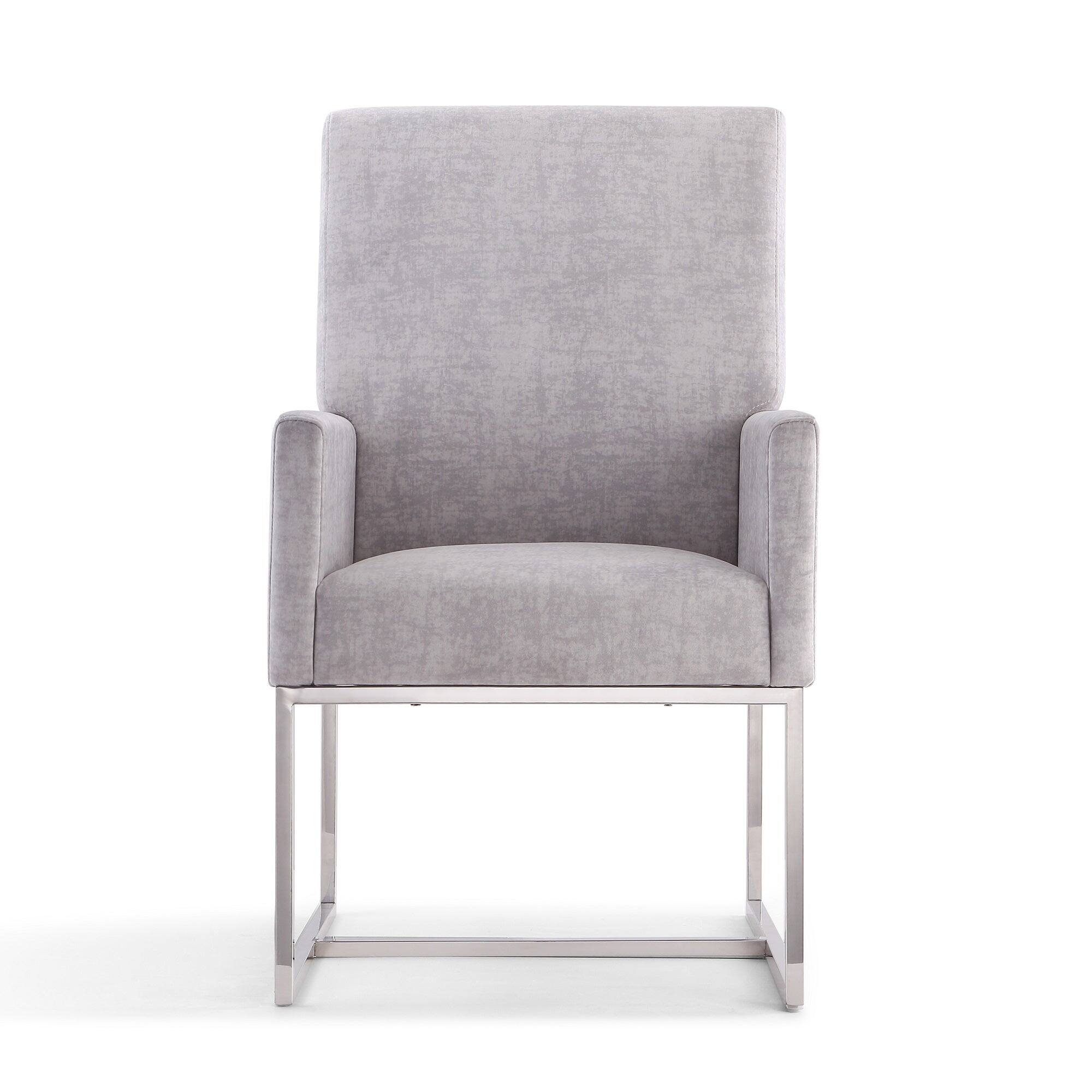 Back. Manhattan Comfort - Element Modern Metal Velvet Dining Chair - Gray.