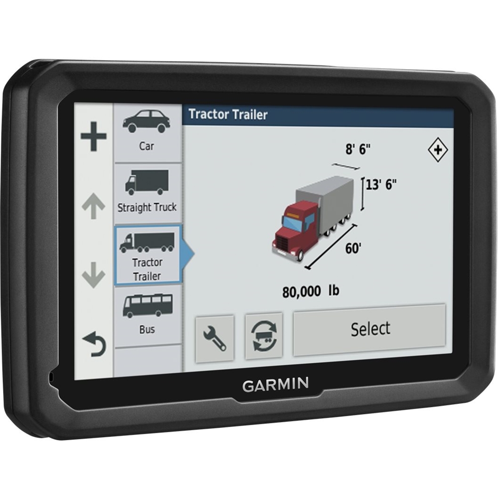 Left View: Garmin - dezl 580 LMT-S 5" GPS with Built-In Bluetooth - Gray/Black