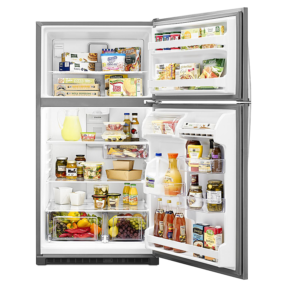 Left View: Whirlpool - 20.5 Cu. Ft. Top-Freezer Refrigerator - Stainless Steel
