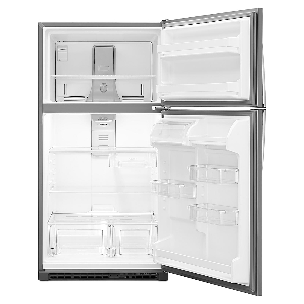 Left View: Whirlpool - 20.5 Cu. Ft. Top-Freezer Refrigerator - Monochromatic Stainless Steel