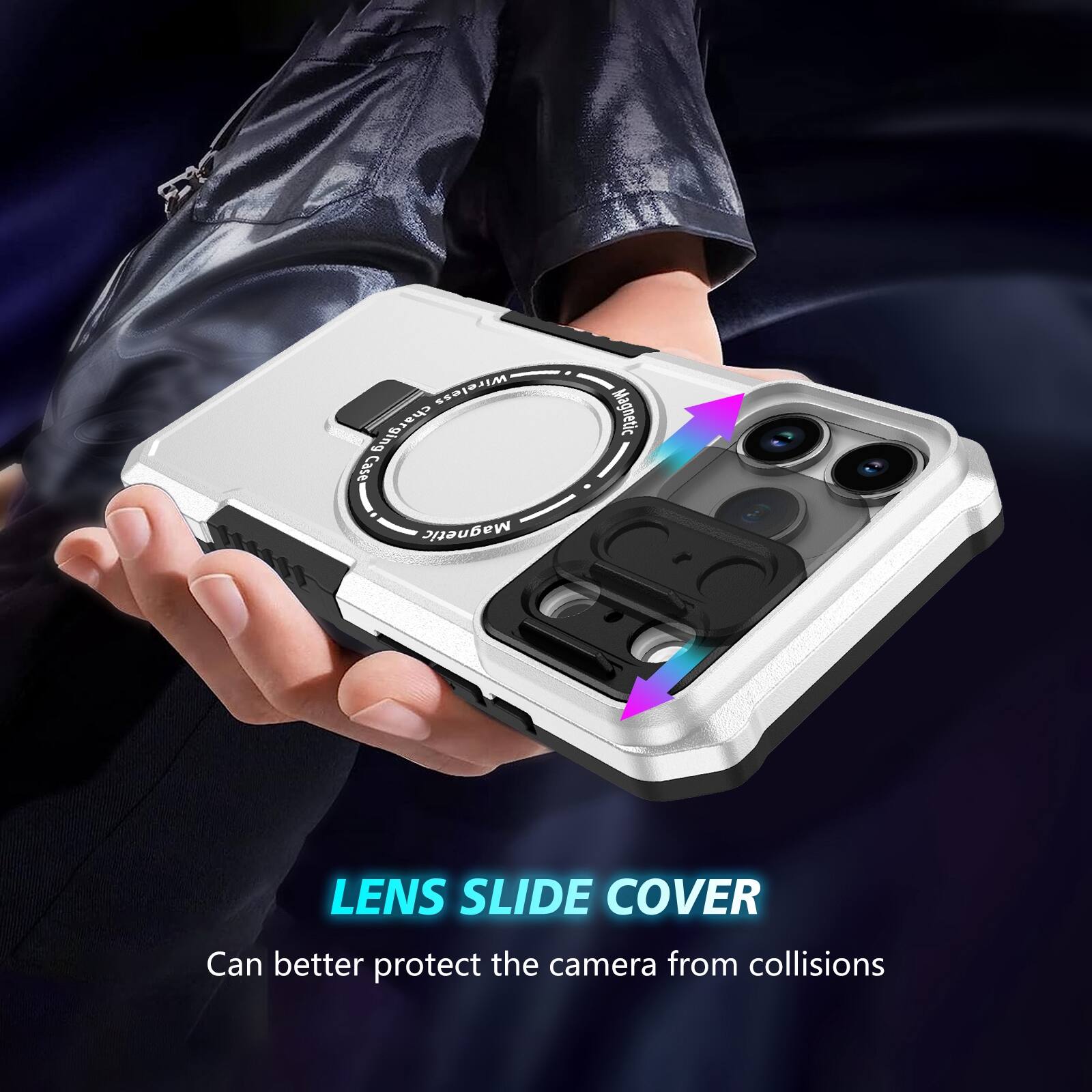 A Wireless Charging Case Magnetic LENS SLIDE COVER Can better protect the camera from collisions