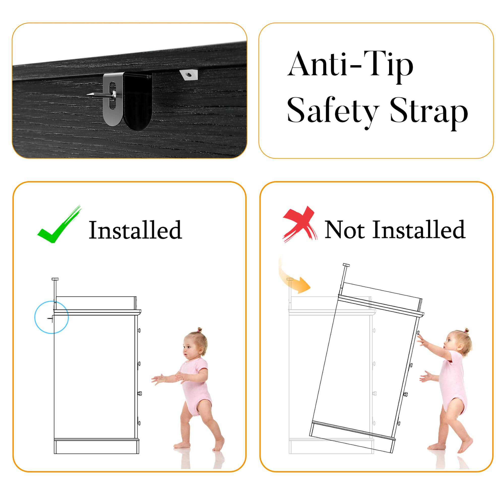 Anti-Tip Safety Strap  
Installed  
Not Installed