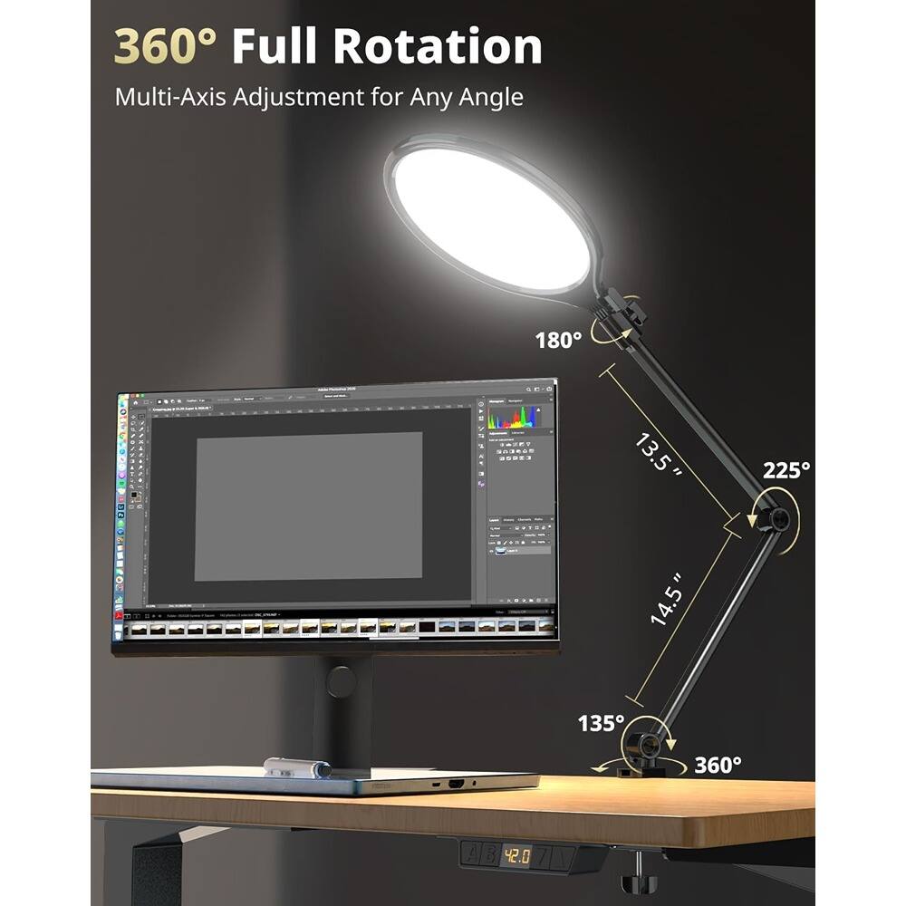 360° Full Rotation  
Multi-Axis Adjustment for Any Angle  

180°  
13.5"  
14.5"  
225°  
135°  
360°  

A3 42.0