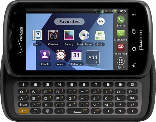 Front Standard. Pantech - Marauder 4G Cell Phone - Black (Verizon Wireless).