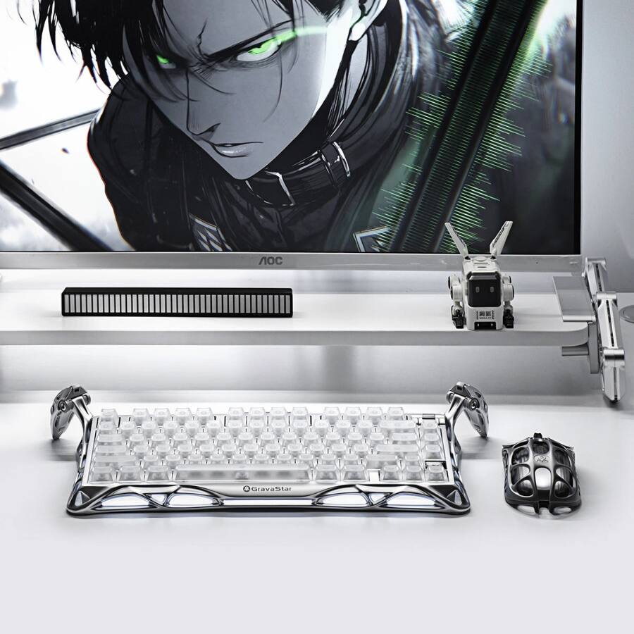 Alt View 10. GravaStar - GravaStar Mercury K1 Pro Wireless Mechanical Gaming Keyboard, 75% Layout, RGB Backlit, Hot-Swappable - Ghost Silver - Ghost Silver.