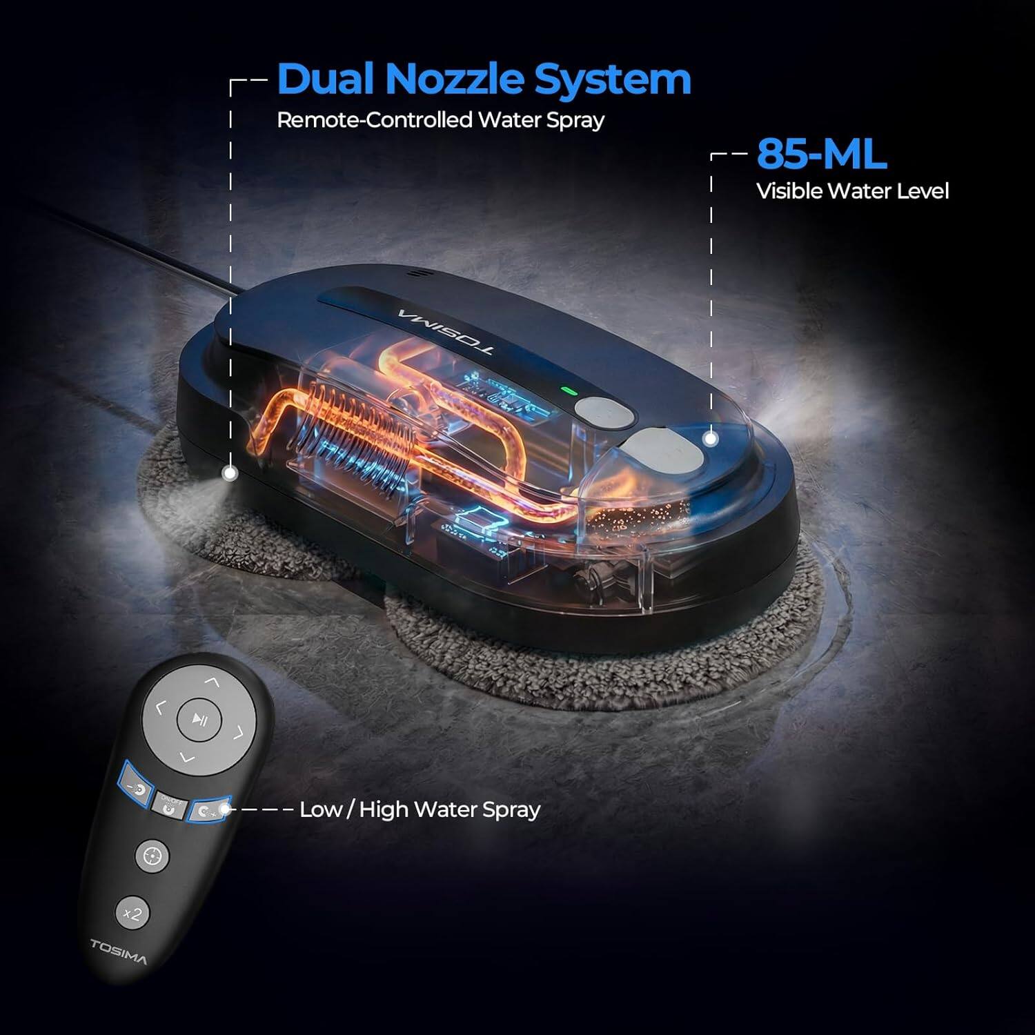 Dual Nozzle System  
Remote-Controlled Water Spray  
85-ML Visible Water Level  
VAISOL 2  
Low / High Water Spray x2  
TOSIMA