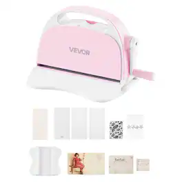 VEVOR - Manual Die Cutting and Embossing Machine, 3" Opening, Portable Die Cut Machine Set with Cutting Dies, Embossing Folders - Pink