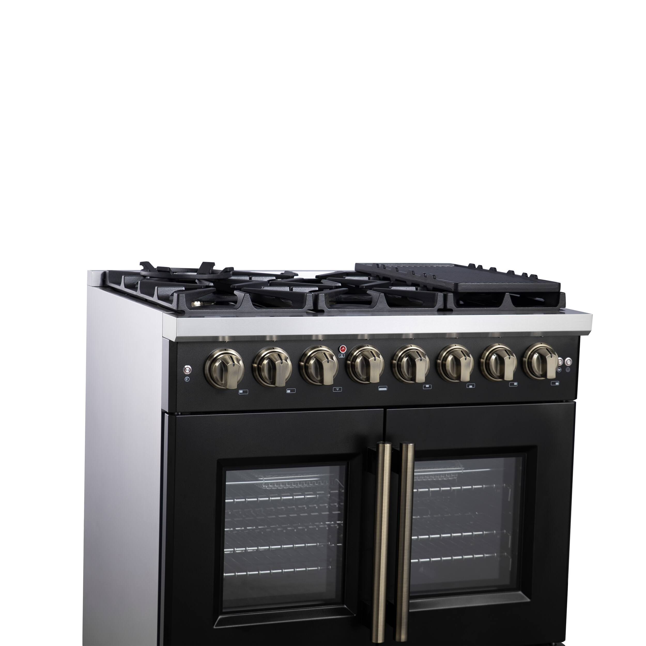 Alt View 8. Forno Appliances - Capriasca 5.36 Cu. Ft. Dual Fuel Range with French Door Design - Black.