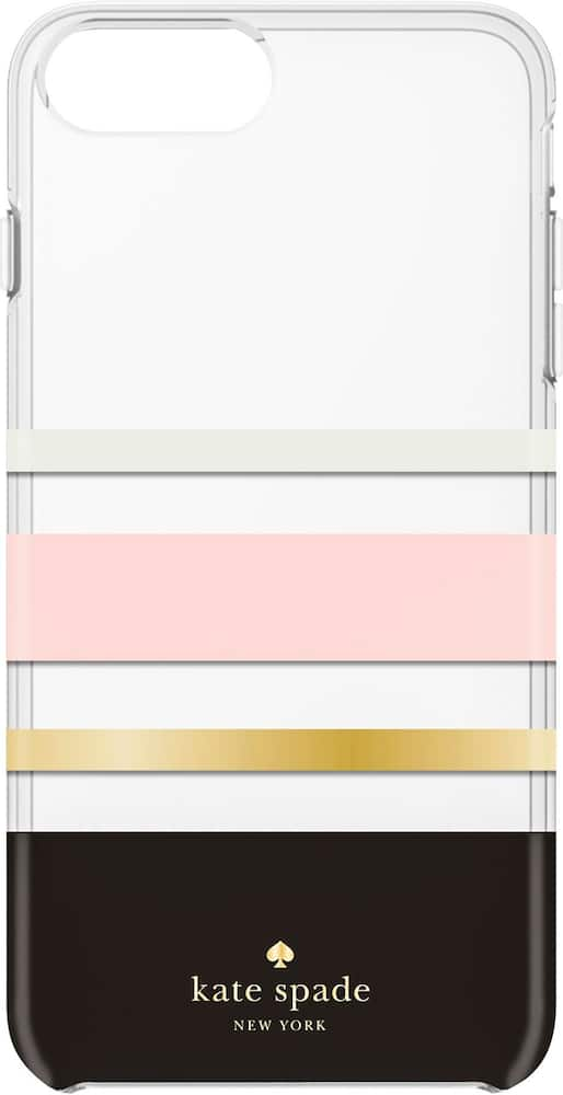 case for apple iphone 6 plus, 6s plus, 7 plus and 8 plus - cream/blush/gold foil/charlotte stripe black