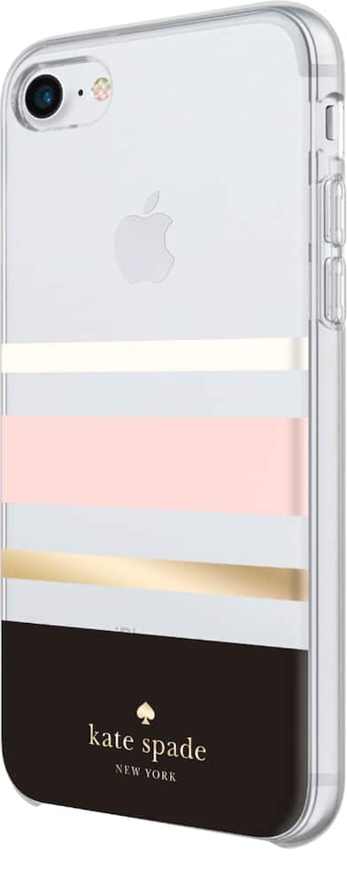 case for apple iphone 6, 6s, 7 and 8 - cream/blush/gold foil/charlotte stripe black case for apple iphone 6, 6s, 7 and 8 - cream/blush/gold foil/charlotte stripe black