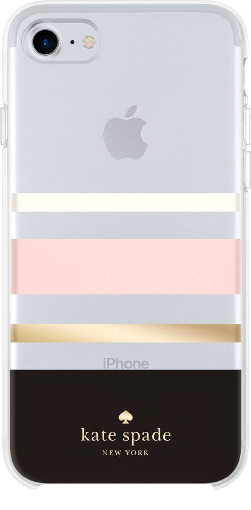 case for apple iphone 6, 6s, 7 and 8 - cream/blush/gold foil/charlotte stripe black