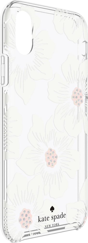 case for apple iphone x and xs - cream with stones/hollyhock floral clear