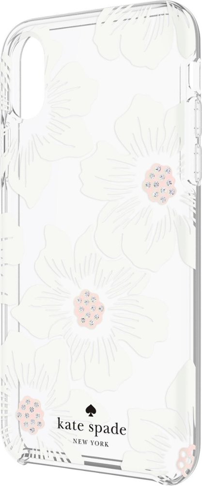 case for apple iphone x and xs - cream with stones/hollyhock floral clear