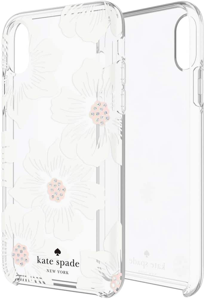 case for apple iphone x and xs - cream with stones/hollyhock floral clear