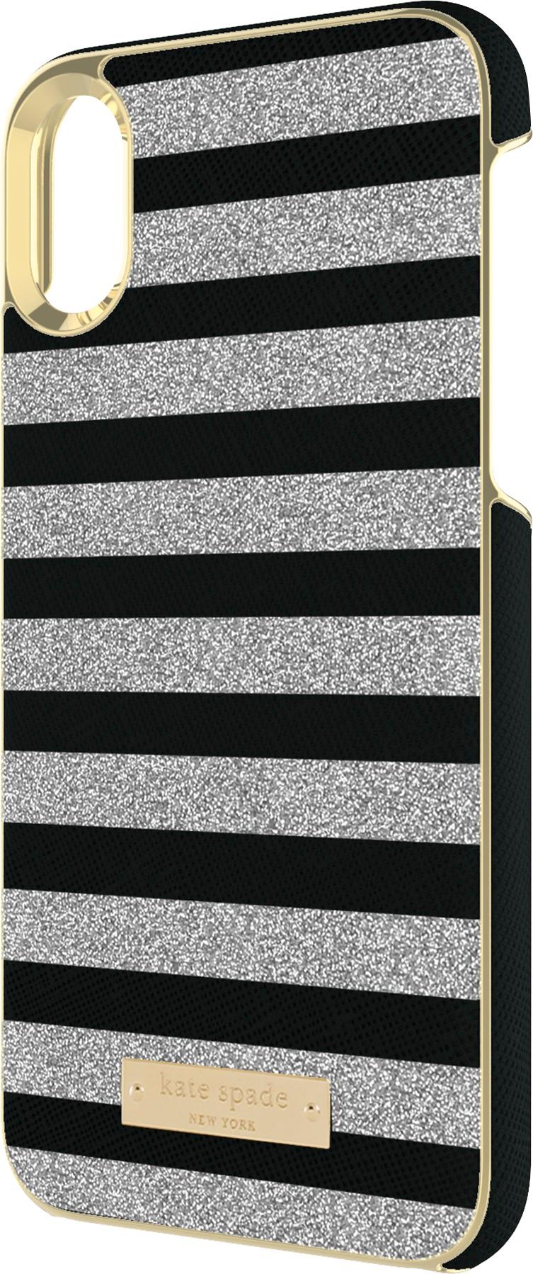 Best Buy: kate spade new york Case for Apple® iPhone® X and XS Glitter  silver/glitter stripe black saffiano KSIPH-081-BSSG