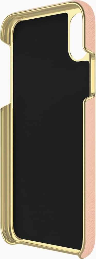 case for apple iphone x and xs - saffiano rose gold/gold logo plate