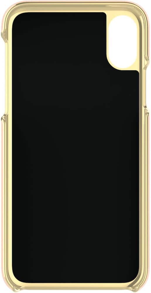 case for apple iphone x and xs - saffiano rose gold/gold logo plate case for apple iphone x and xs - saffiano rose gold/gold logo plate