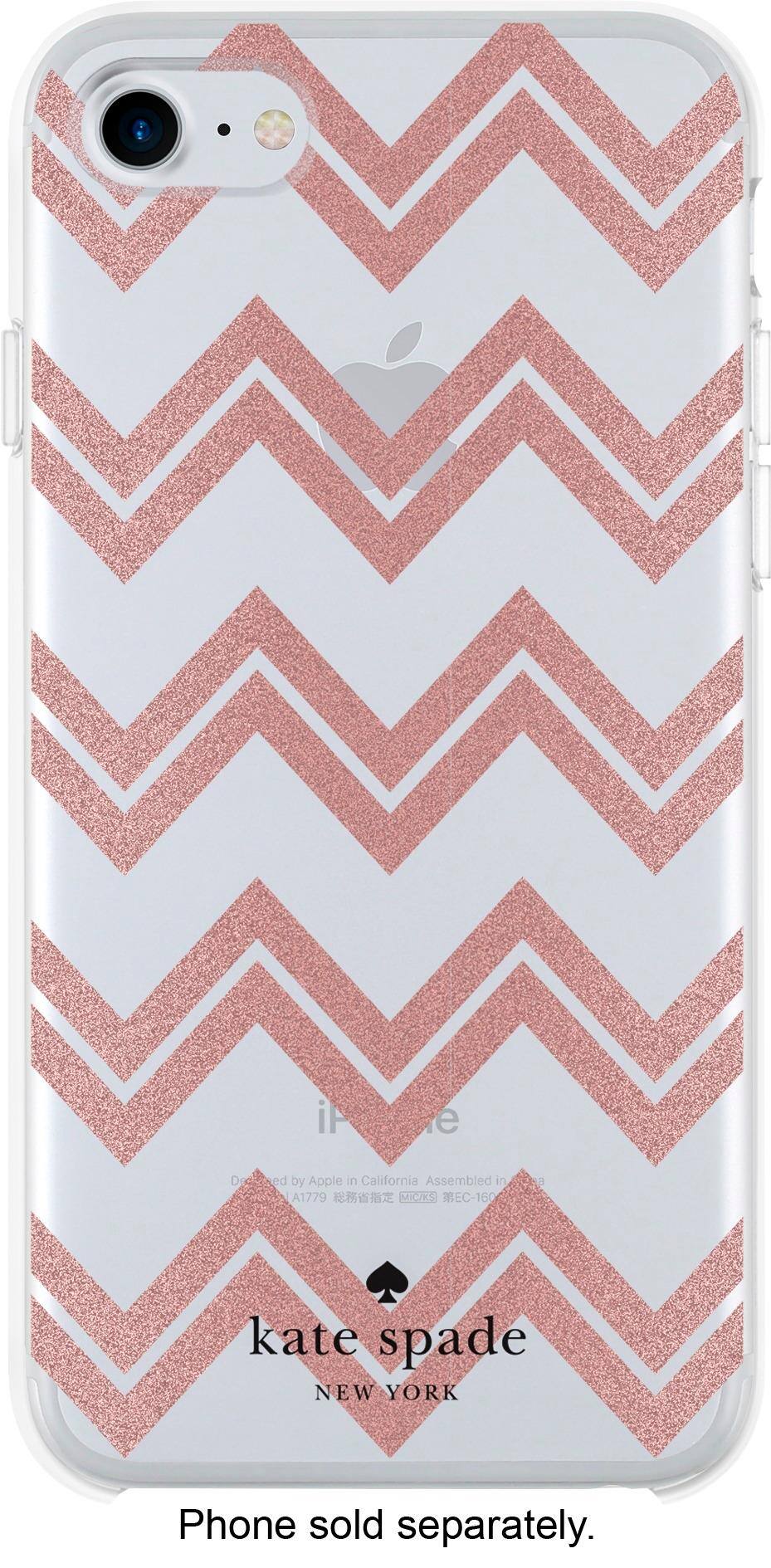 Alt View 1. kate spade new york - Hardshell Case for Apple® iPhone® 8 - Chevron Rose Gold Glitter/Clear.