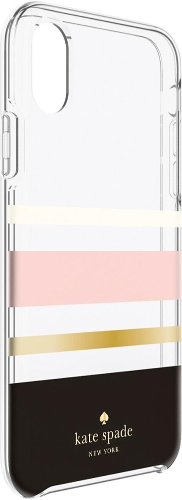 case for apple iphone x and xs - cream/blush/gold foil/charlotte stripe black