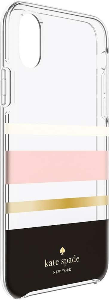 case for apple iphone x and xs - cream/blush/gold foil/charlotte stripe black