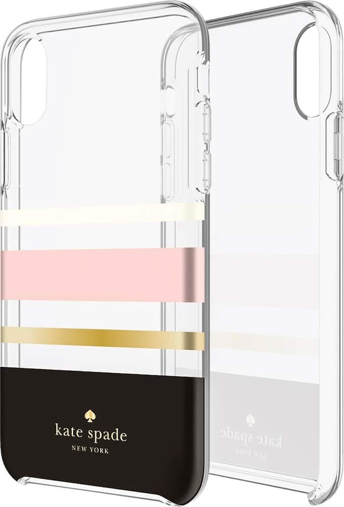 case for apple iphone x and xs - cream/blush/gold foil/charlotte stripe black