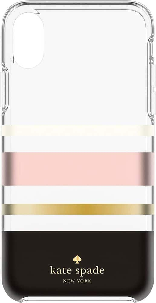 case for apple iphone x and xs - cream/blush/gold foil/charlotte stripe black