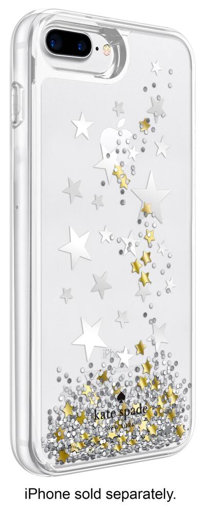 case for apple iphone 6 plus, 6s plus, 7 plus and 8 plus - stars silver foil/gold foil