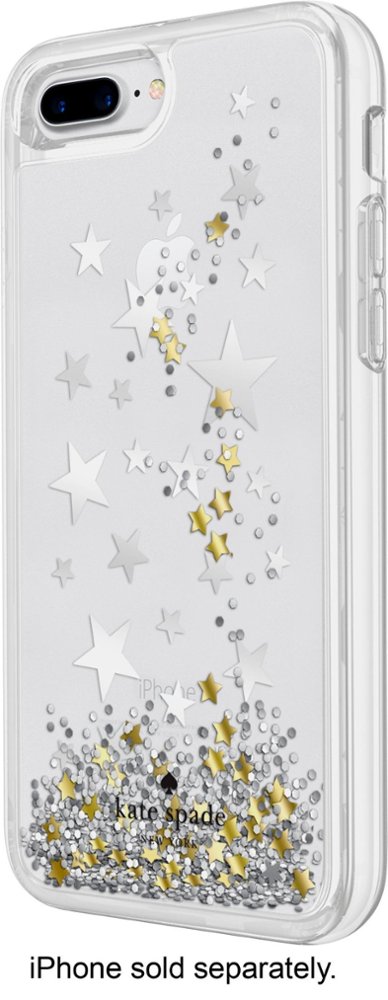 case for apple iphone 6 plus, 6s plus, 7 plus and 8 plus - stars silver foil/gold foil