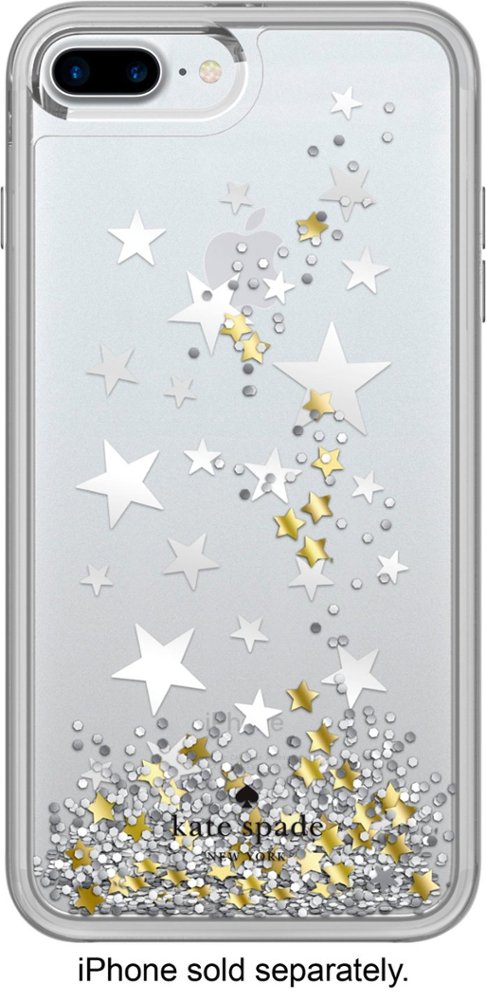 case for apple iphone 6 plus, 6s plus, 7 plus and 8 plus - stars silver foil/gold foil