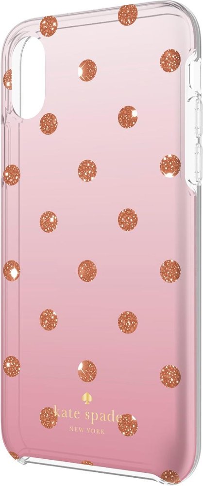 case for apple iphone x and xs - glitter dot foxglove ombre/rose gold foil