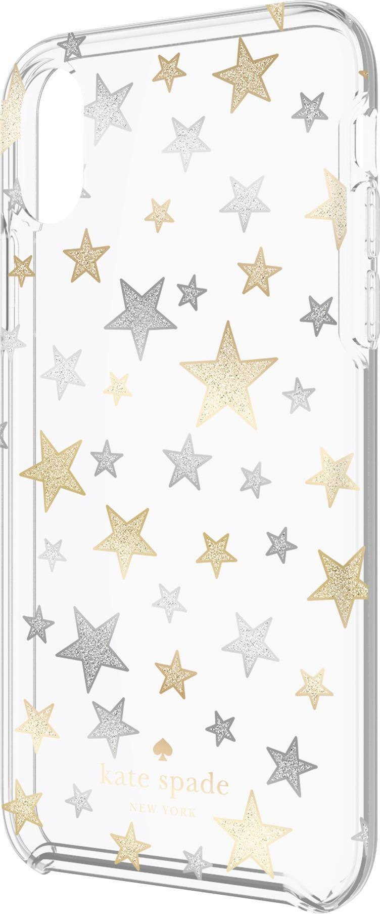 Front. kate spade new york - Case for Apple® iPhone® X - Silver/gold/stars clear.