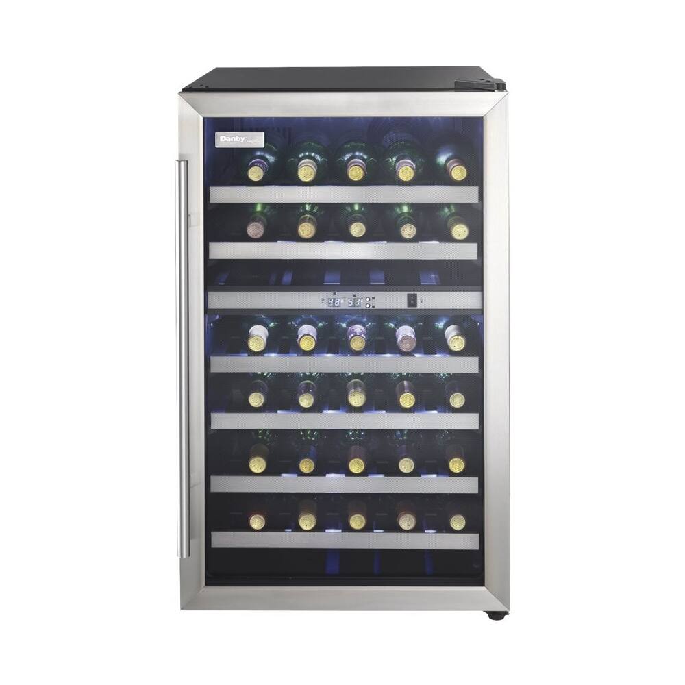 Front. Danby - Designer 38-Bottle Wine Cooler - Black/stainless steel.