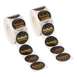 Unique Bargains - 1000pcs Thank You Stickers, 1 Inch Round Self-Adhesive Labels Roll for Small Business Sealing Box Envelope, Style15 - Black
