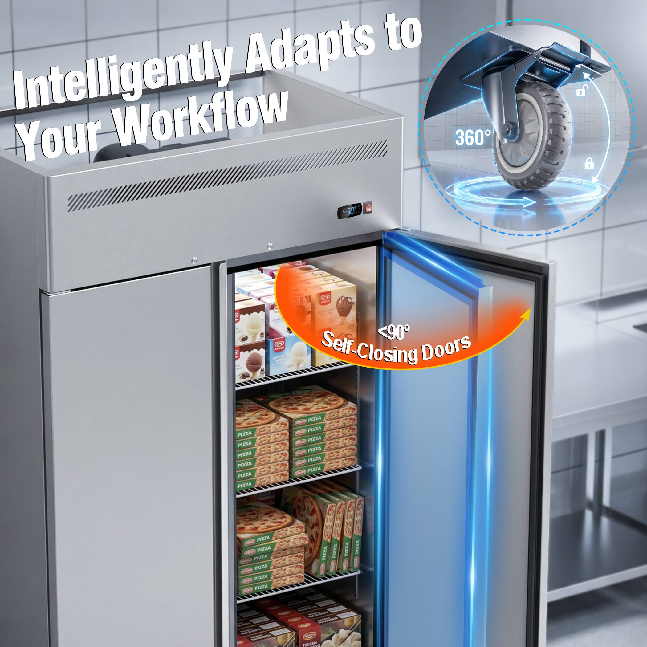 Intelligently Adapts to Your Workflow

360°

<90° Self-Closing Doors