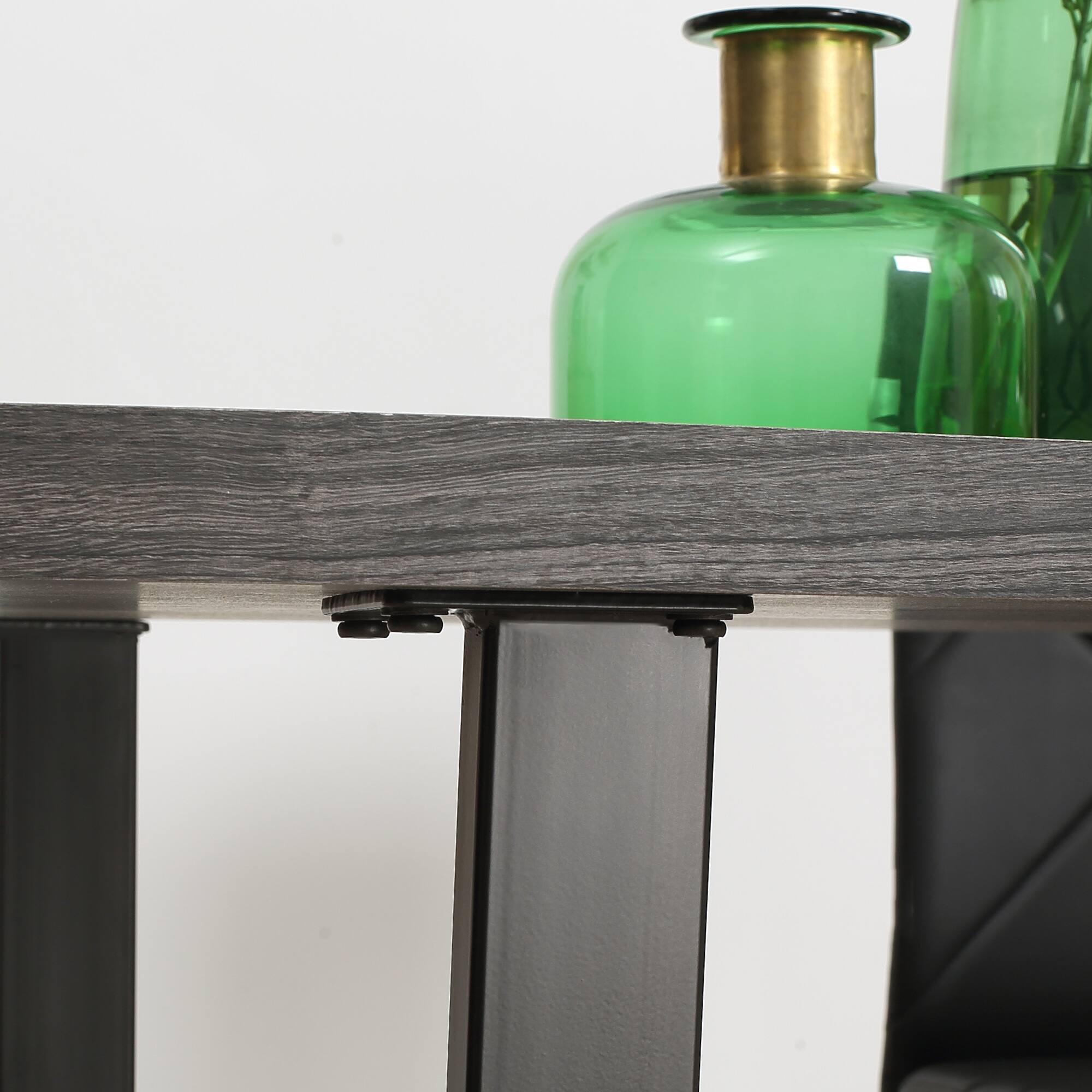 Alt View 5. Homcom - 63" Modern Dining Table for 6 People, Kitchen Table with Steel Legs, Rectangle Dinner Table with Strong Metal Base - Grey.