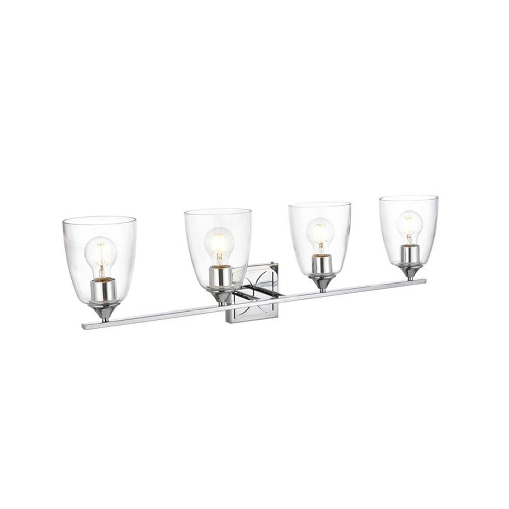 Angle. Living District - Harris 4-Light Iron and Glass Bath Sconce - Chrome.