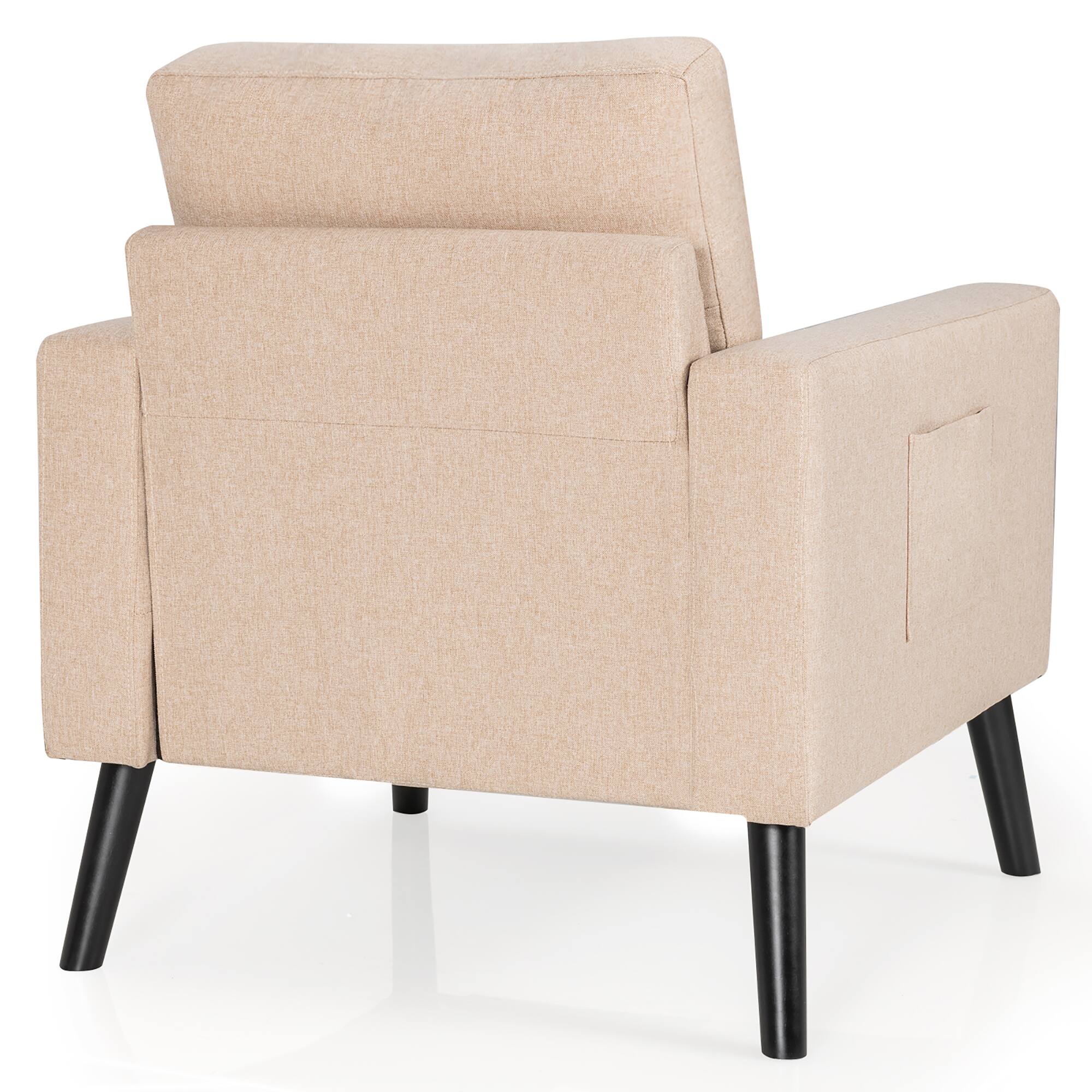 Alt View 18. Costway - Modern Accent Upholstered Single Sofa Chair with 2-Side Pockets - Beige.