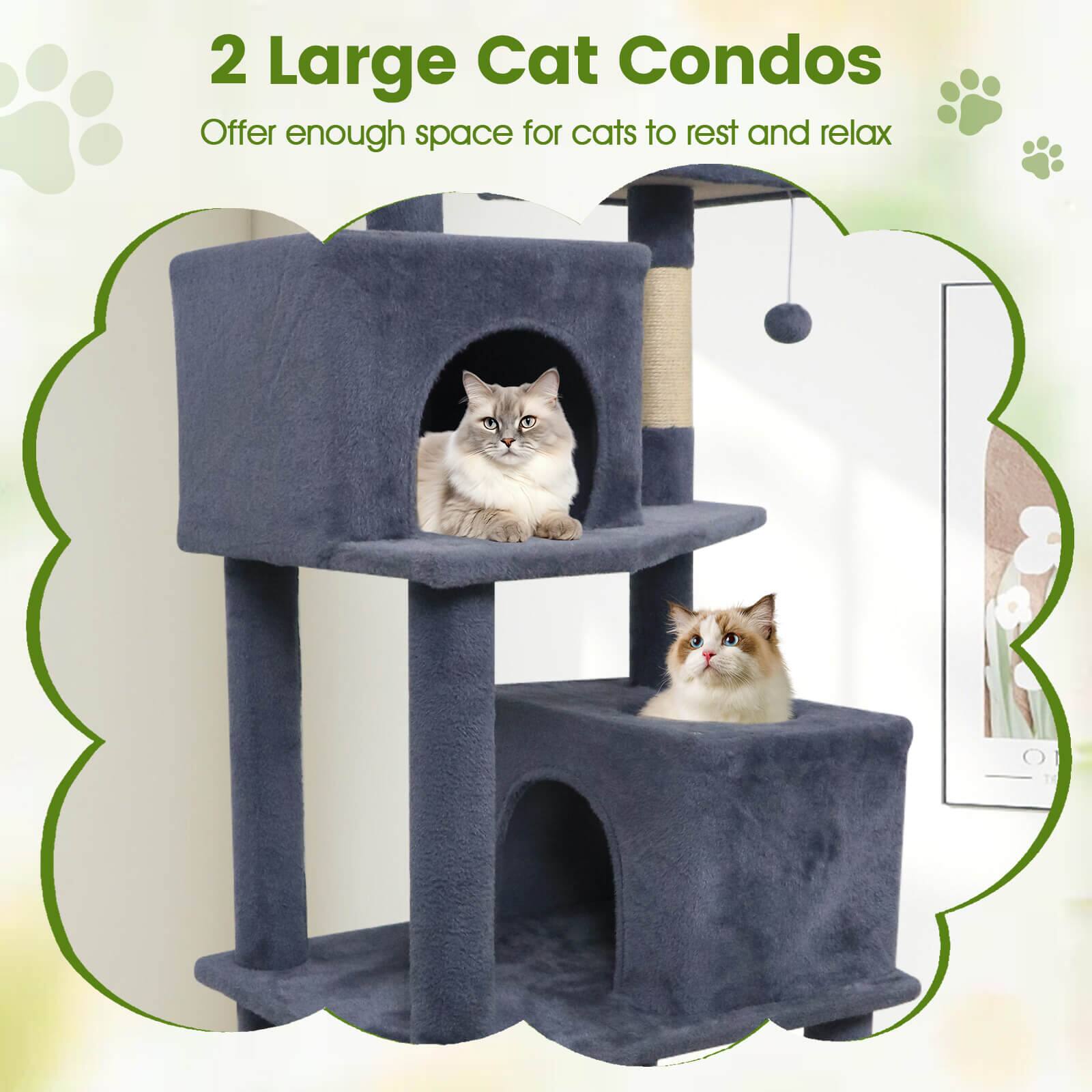 2 Large Cat Condos  
Offer enough space for cats to rest and relax