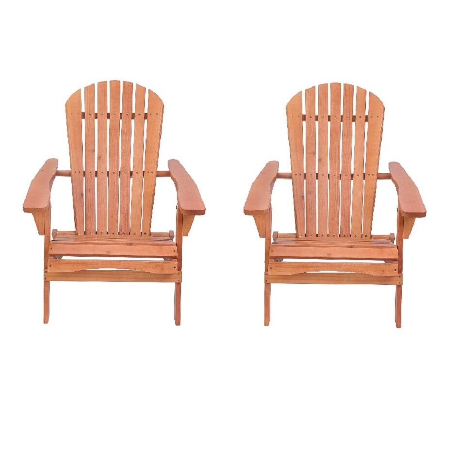 Front. Jiallo - Grand Collection Folding Large Size Adirondack Chair Pine Wood, Walnut - Walnut.
