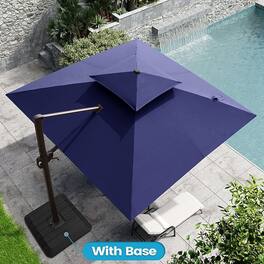 Crestlive Products - 10ft Aluminum Navy Slide-tilt Cantilever Patio Umbrella Base - Navy blue