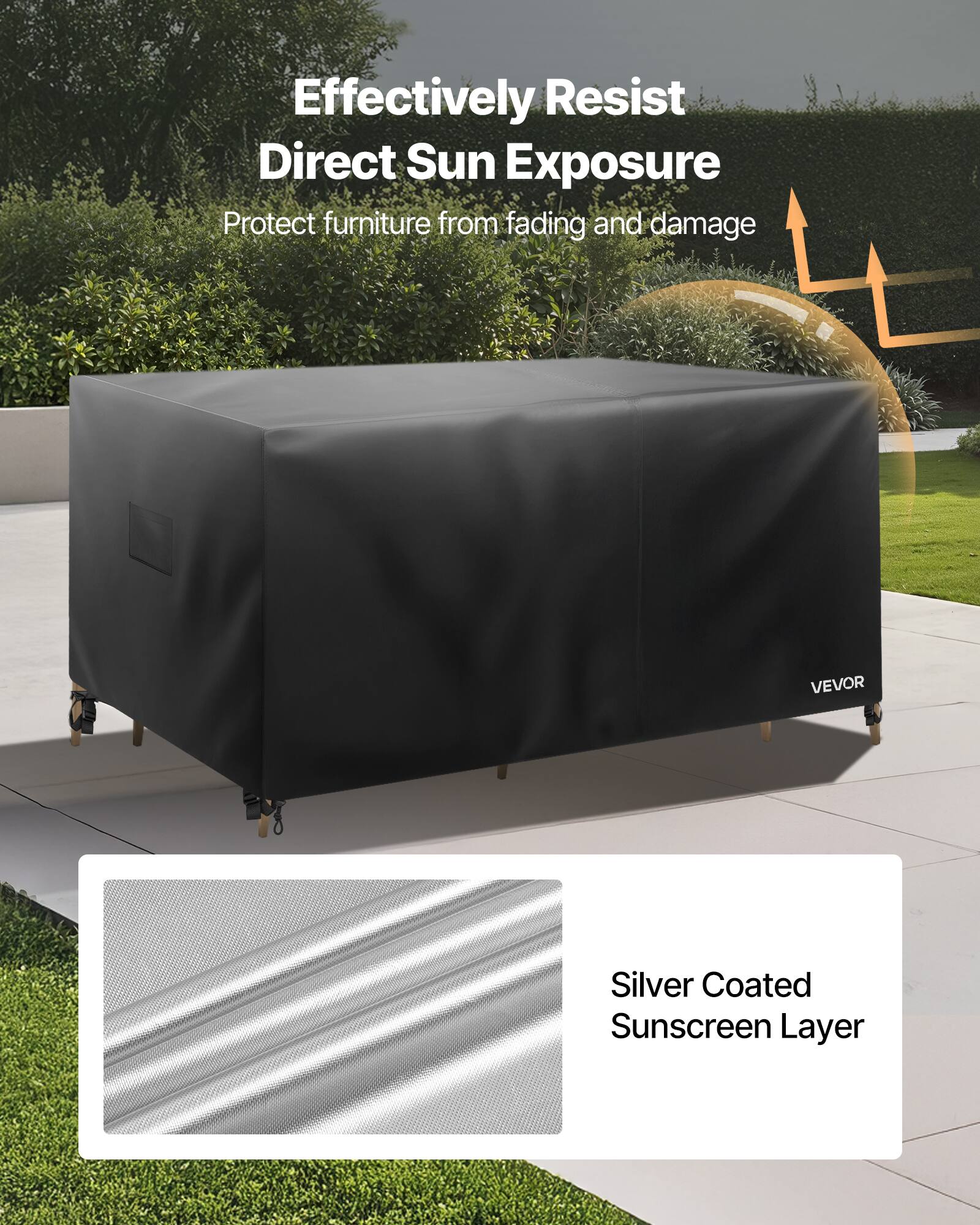 Effectively Resist Direct Sun Exposure, Protect furniture from fading and damage, VEVOR, Silver Coated Sunscreen Layer