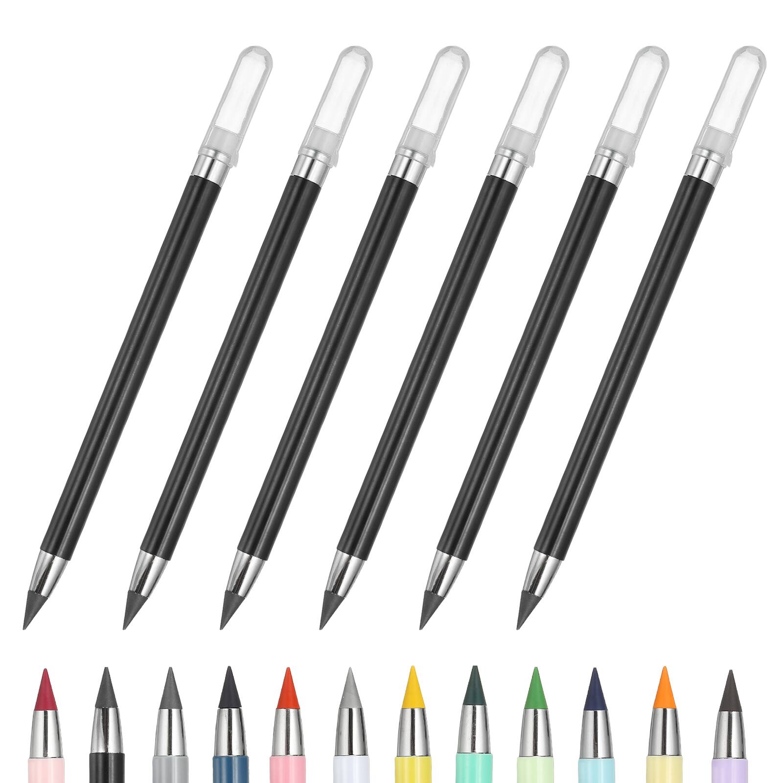 Unique Bargains - Eternal Pencil, 6pcs Mech Sharpened Metal Pencils Set for Coloring, Sketch Drawing, Writing - Black price history on PriceWatchPro