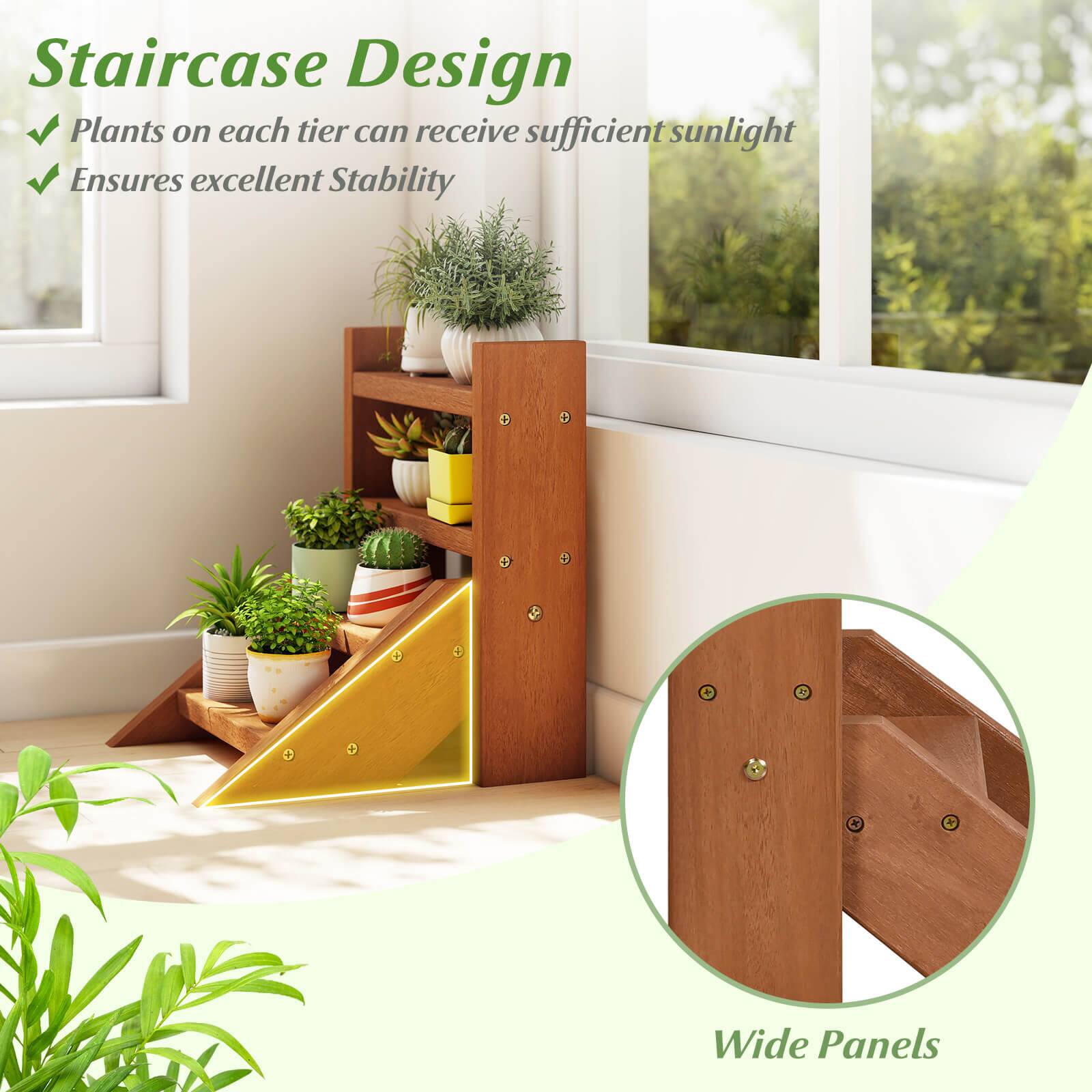 Staircase Design  
- Plants on each tier can receive sufficient sunlight  
- Ensures excellent Stability  

Wide Panels