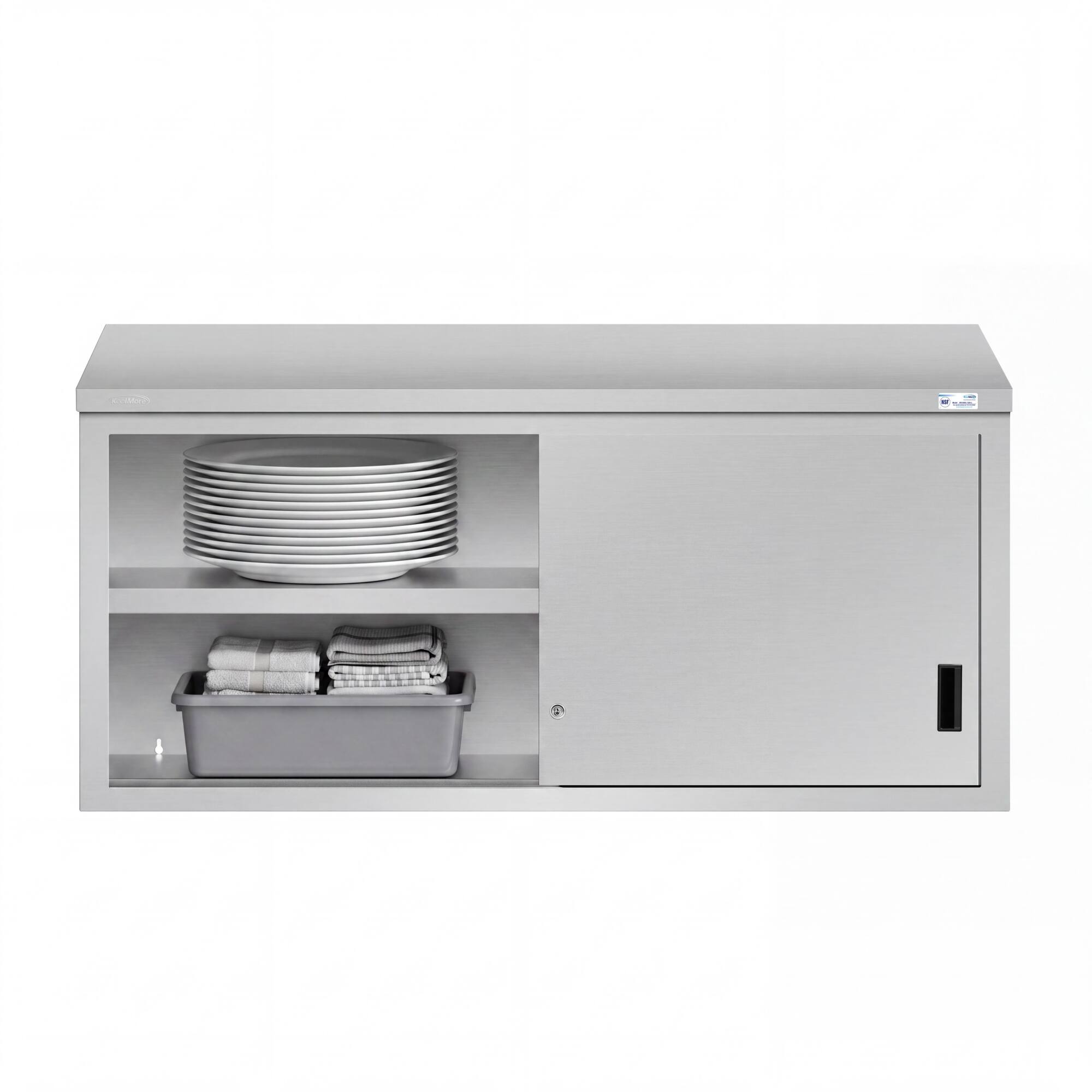 Alt View 1. Koolmore - 60 Inch Stainless Steel Commercial Wall Cabinet With Sliding Doors 15x60 NSF - Stainless-Steel.